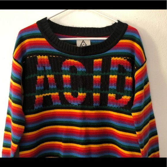 Ultra Rare UNIF ACID Rainbow Striped Sweater Sz S - Picture 5 of 11